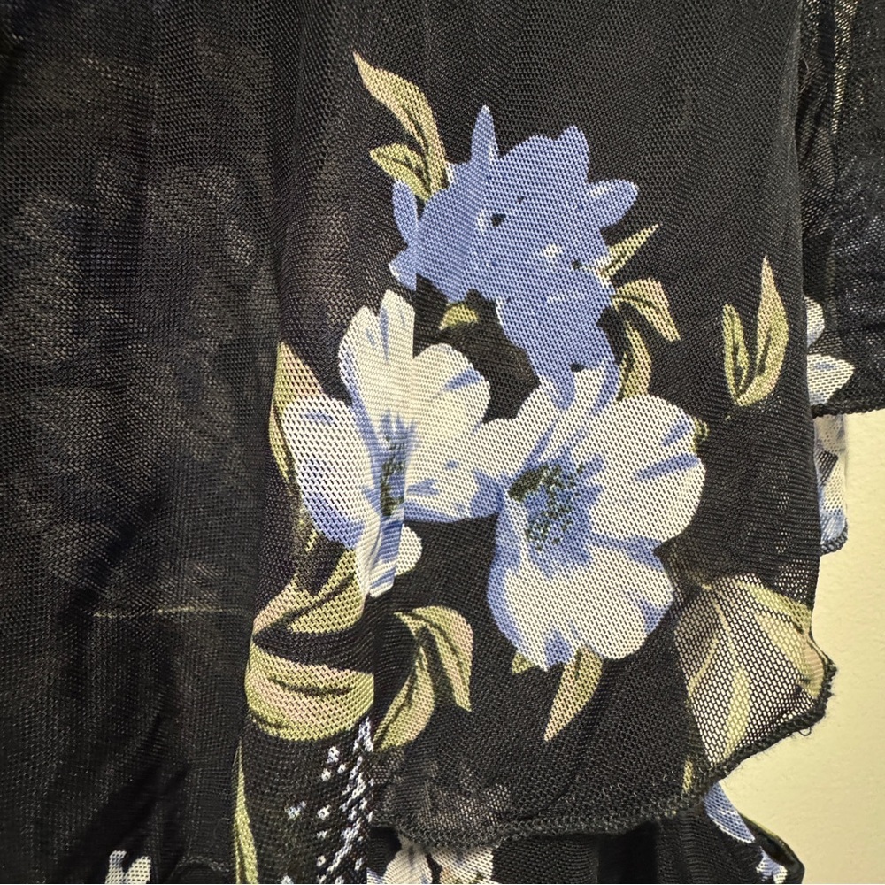 Addition Elle Floral Ruffled Mesh Midi Dress Size 3X - Picture 13 of 16